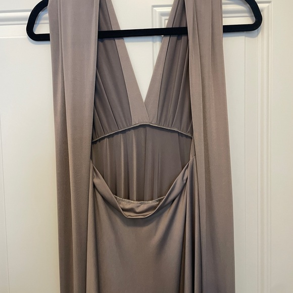 Taupe Convertible Bridesmaid Dress Floor Length - Picture 7 of 12